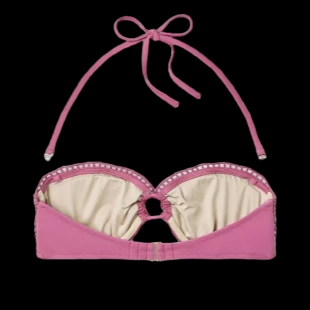 SHADE & SHORE NWT Women's Crochet Bandeau Bikini Top Pink 38DD - Picture 4 of 7